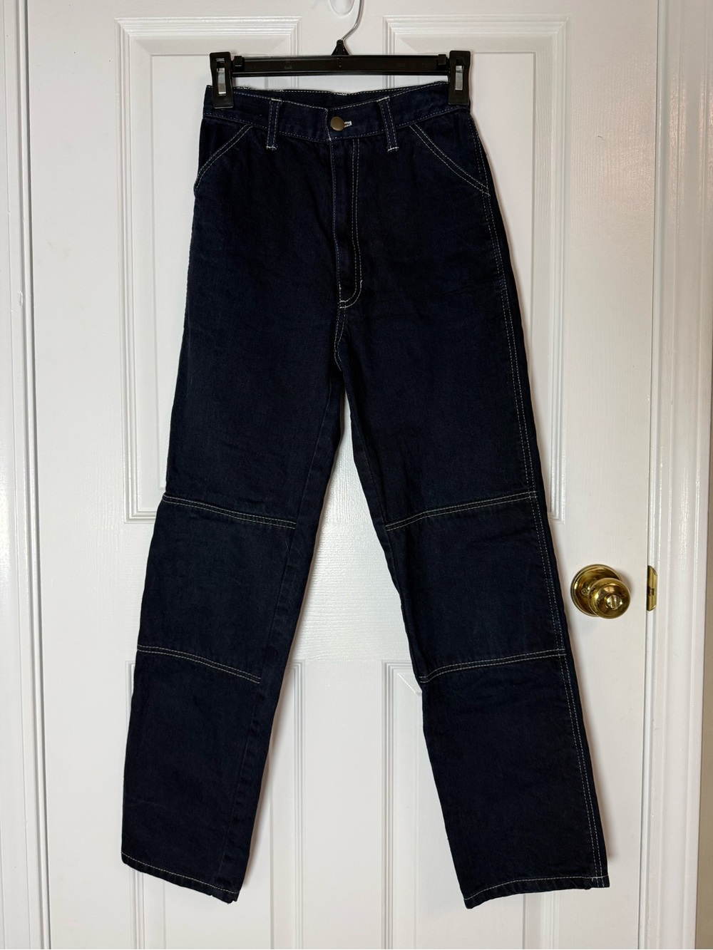 Lykke Wullf Double Knee Workwear Pants Denim XS Contrast Stitch High Rise